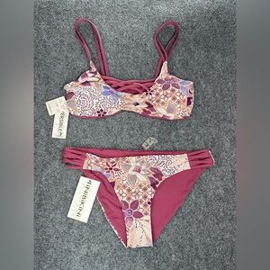 TiniBikini Women's Reversible Patterned Bikini - Pink and Purple